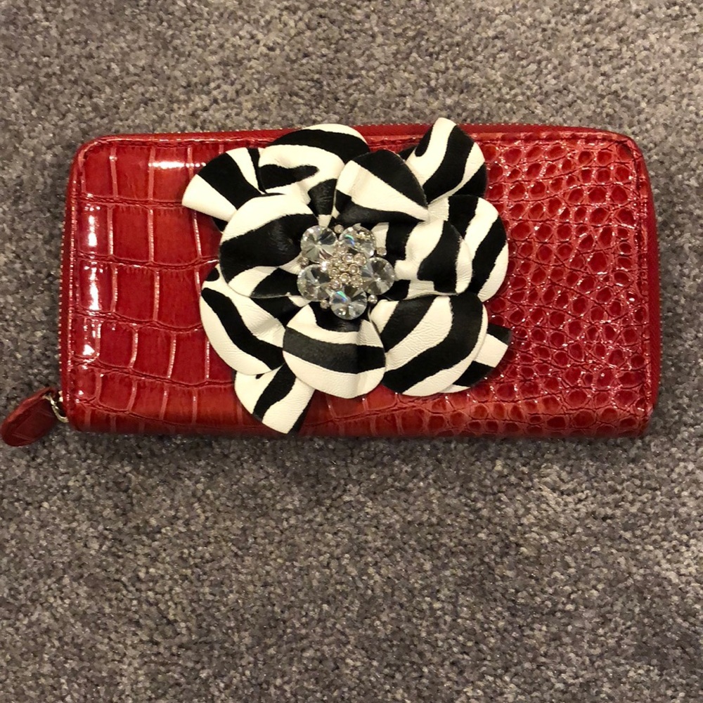 Red, zebra flower wallet